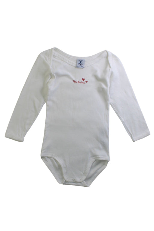 A White Long Sleeve Bodysuits from Petit Bateau in size 2T for girl. (Front View)