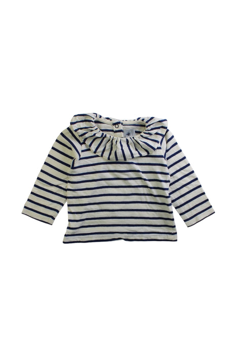 A White Long Sleeve T Shirts from Petit Bateau in size 6-12M for girl. (Front View)