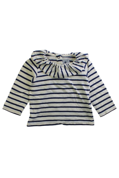 A White Long Sleeve T Shirts from Petit Bateau in size 6-12M for girl. (Front View)