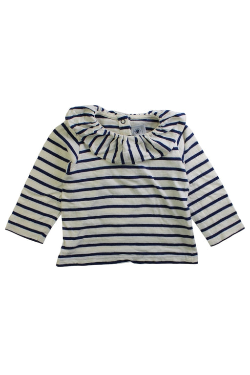 A White Long Sleeve T Shirts from Petit Bateau in size 6-12M for girl. (Front View)