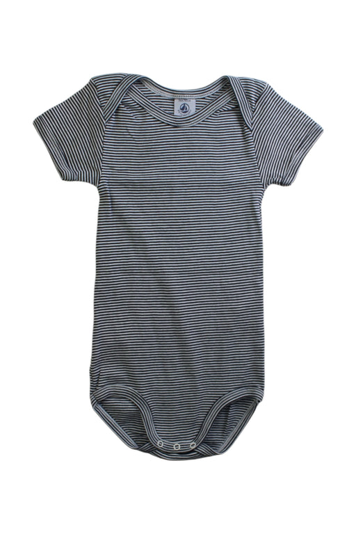 A Blue Short Sleeve Bodysuits from Petit Bateau in size 3T for neutral. (Front View)
