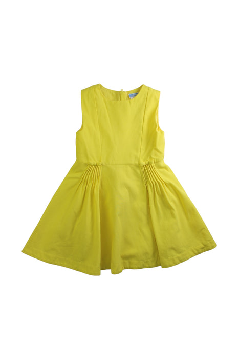 A Yellow Sleeveless Dresses from Jacadi in size 6T for girl. (Front View)