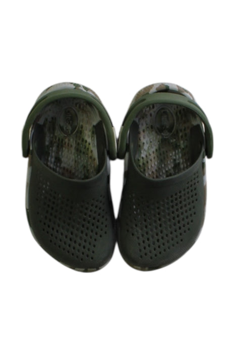 A Green Slip Ons from Crocs in size 18-24M for boy. (Back View)