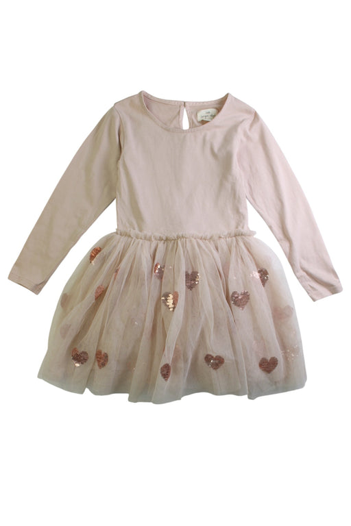 A Pink Long Sleeve Dresses from Konges Sløjd in size 4T for girl. (Front View)