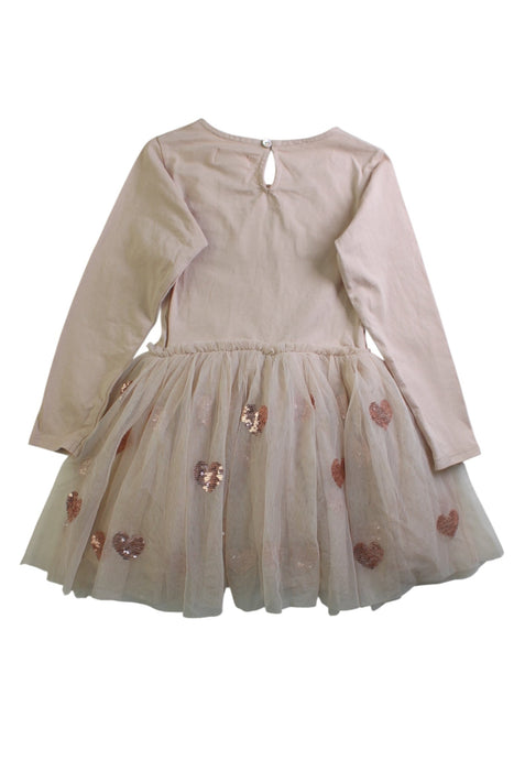 A Pink Long Sleeve Dresses from Konges Sløjd in size 4T for girl. (Back View)