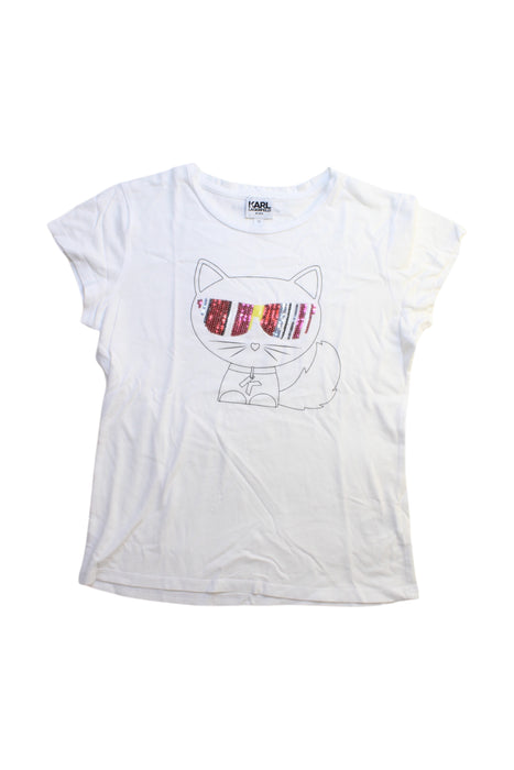 A White Short Sleeve T Shirts from Karl Lagerfeld in size 12Y for girl. (Front View)