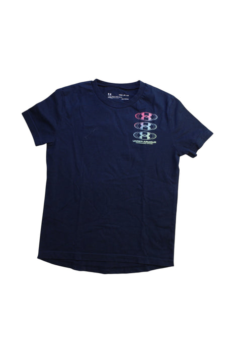 A Navy Short Sleeve T Shirts from Under Armour in size 8Y for girl. (Front View)