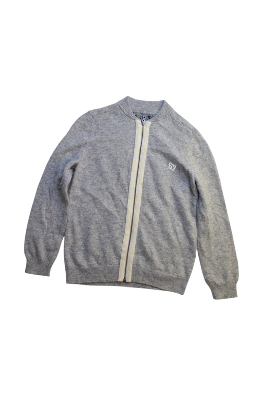 A Grey Zippered Sweatshirts from Bonpoint in size 6T for girl. (Front View)
