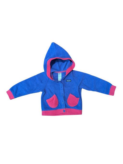 A Pink Buttoned Sweatshirts from Patagonia in size 2T for girl. (Front View)