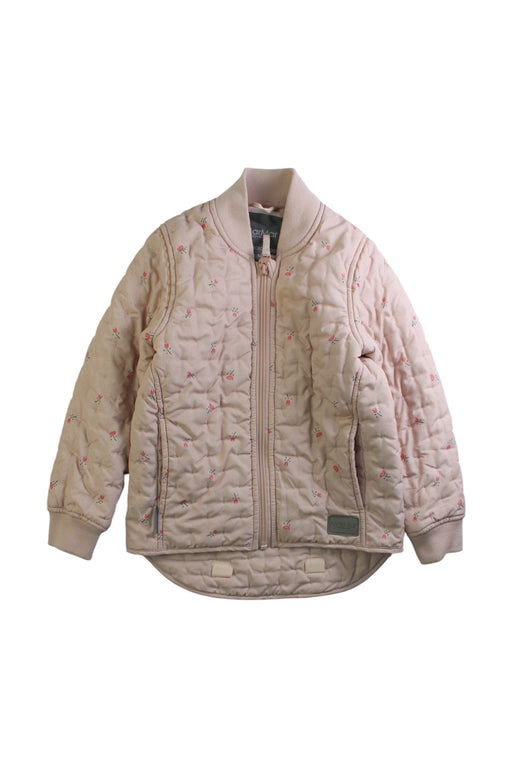 A Beige Puffer/Quilted Jackets from MarMar in size 5T for girl. (Front View)