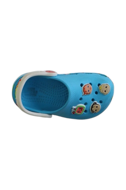 A Blue Slip Ons from Crocs in size 3T for neutral. (Front View)