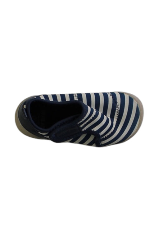 A Navy Slip Ons from Wheat in size 3T for boy. (Front View)