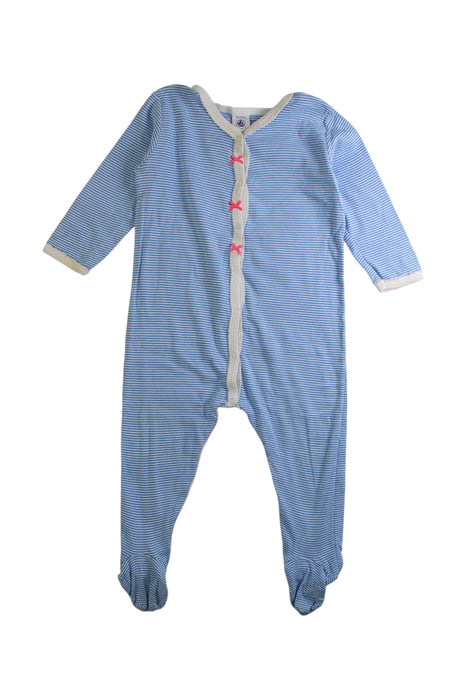 A Blue Onesies from Petit Bateau in size 12-18M for girl. (Front View)