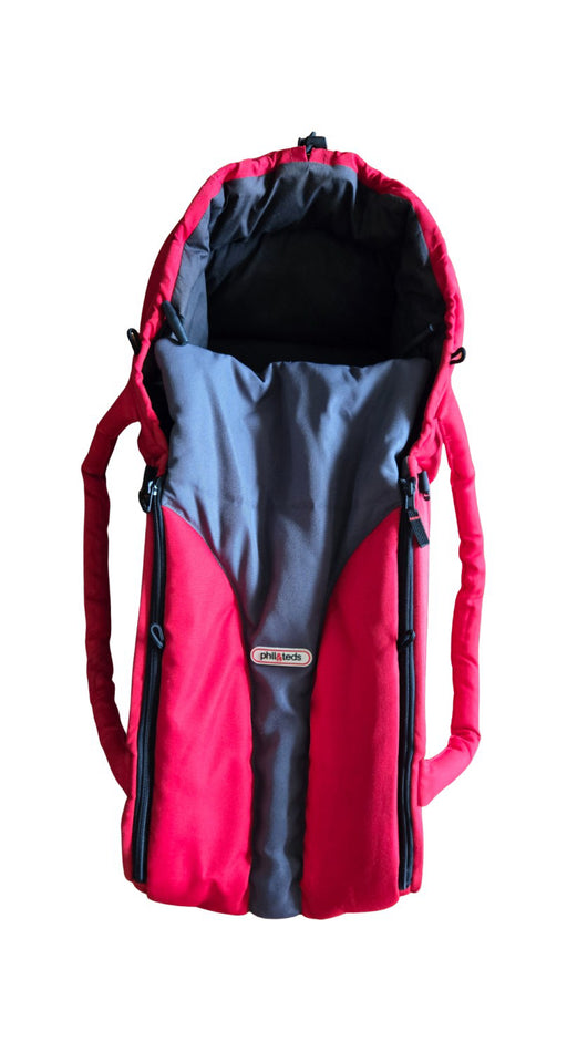 A Red Baby Carriers from phil&teds in size 3-6M for neutral. (Front View)
