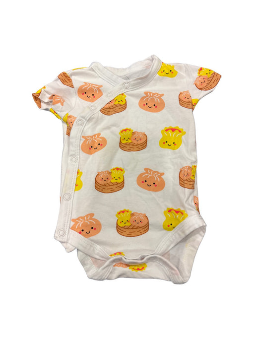 A White Short Sleeve Bodysuits from The Wee Bean in size 0-3M for neutral. (Front View)