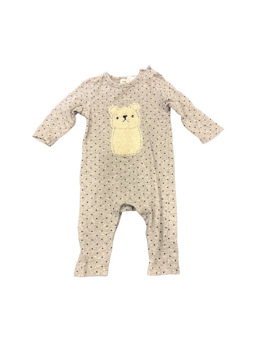 A Grey Long Sleeve Rompers from Seed in size 0-3M for neutral. (Front View)