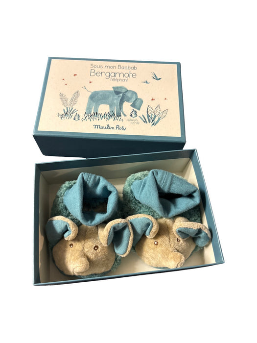 A Blue Booties from Moulin Roty in size 12-18M for boy. (Front View)