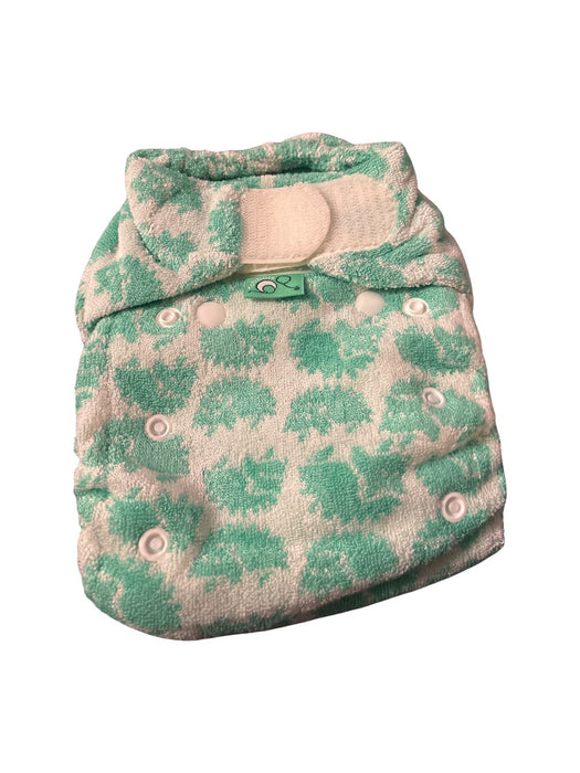 A Green Cloth Diapers from TotsBots in size 0-3M for neutral. (Front View)