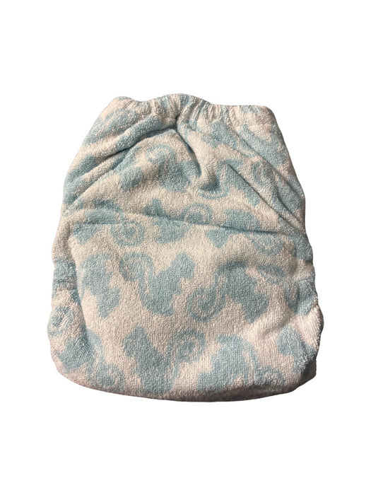 A Blue Cloth Diapers from TotsBots in size 0-3M for neutral. (Back View)