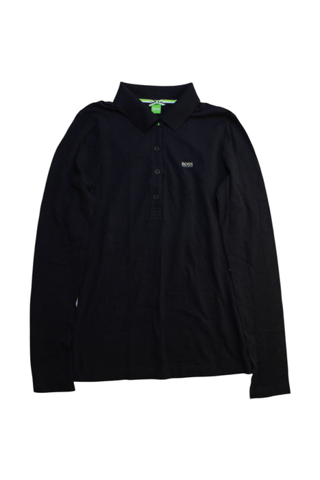 A Black Long Sleeve Polos from Boss in size 14Y for boy. (Front View)