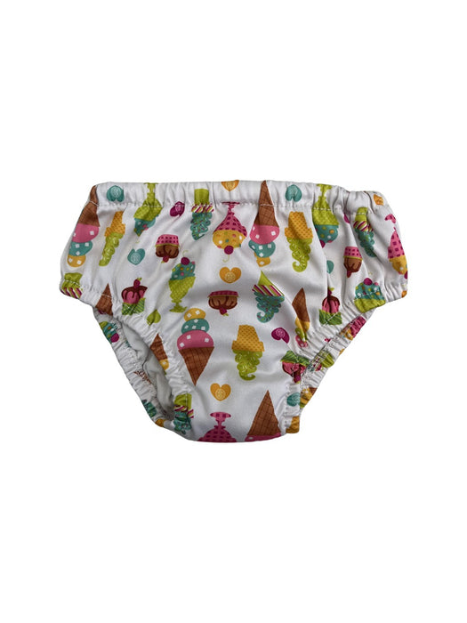 A White Swim Diapers from Charlie Banana in size 12-18M for girl. (Front View)