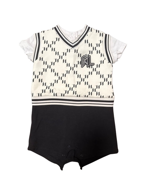 A White Short Sleeve Rompers from Karl Lagerfeld in size 12-18M for boy. (Front View)