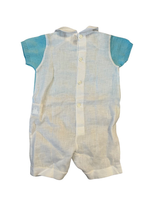 A Blue Short Sleeve Rompers from Chickeeduck in size 6-12M for boy. (Back View)