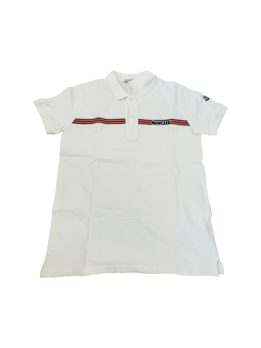 A White Short Sleeve Polos from Moncler in size 14Y for boy. (Front View)