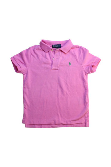 A Pink Short Sleeve Polos from Polo Ralph Lauren in size 3T for girl. (Front View)