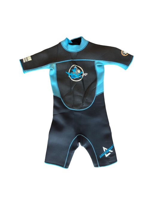 A Black Wetsuits from Aquasport in size 10Y for neutral. (Front View)