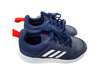 A Navy Sneakers from Adidas in size 7Y for boy. (Front View)