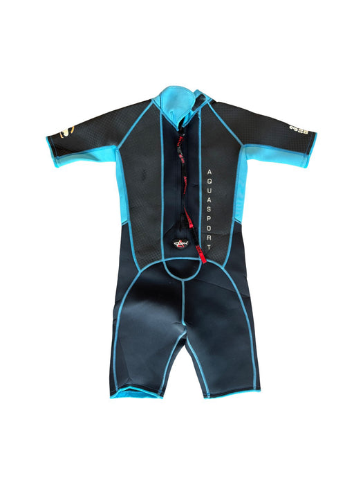 A Black Wetsuits from Aquasport in size 10Y for neutral. (Back View)