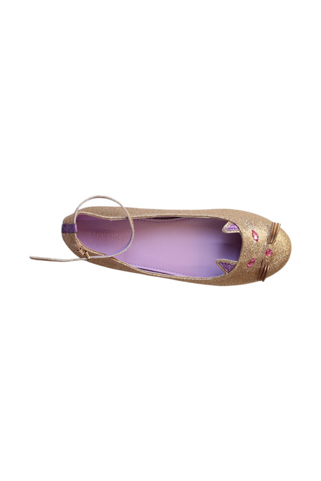 A Gold Flats from Crewcuts in size 12Y for girl. (Front View)