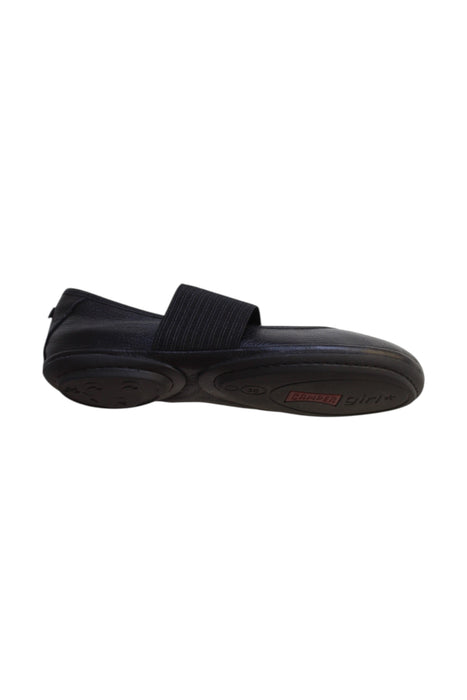 A Black Slip Ons from Camper in size 11Y for girl. (Front View)