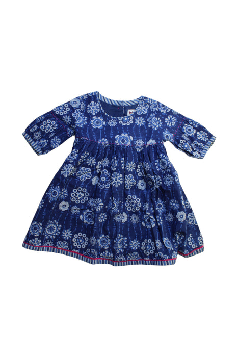 A Blue Long Sleeve Dresses from Fabindia in size 3T for girl. (Front View)