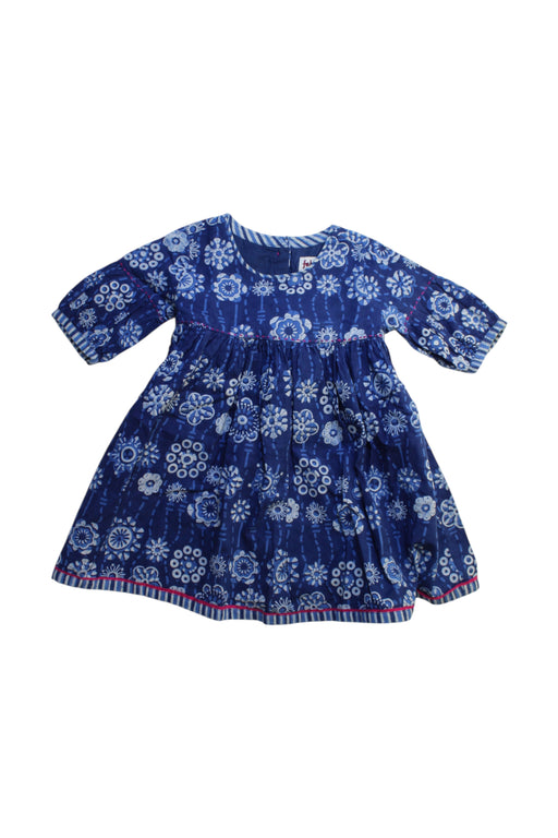 A Blue Long Sleeve Dresses from Fabindia in size 3T for girl. (Front View)