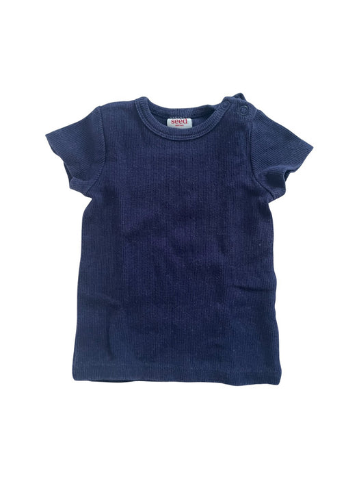 A Navy Short Sleeve T Shirts from Seed in size 0-3M for neutral. (Front View)