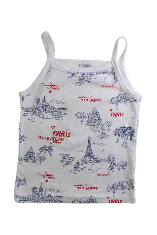 A White Sleeveless Tops from Petit Bateau in size 4T for girl. (Front View)