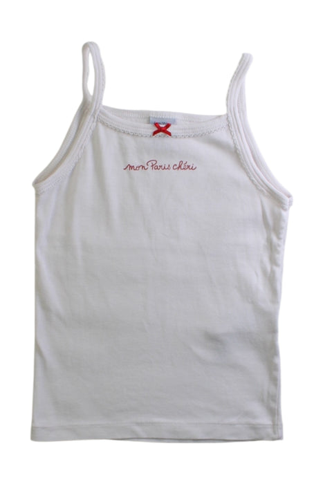 A White Sleeveless Tops from Petit Bateau in size 4T for girl. (Front View)