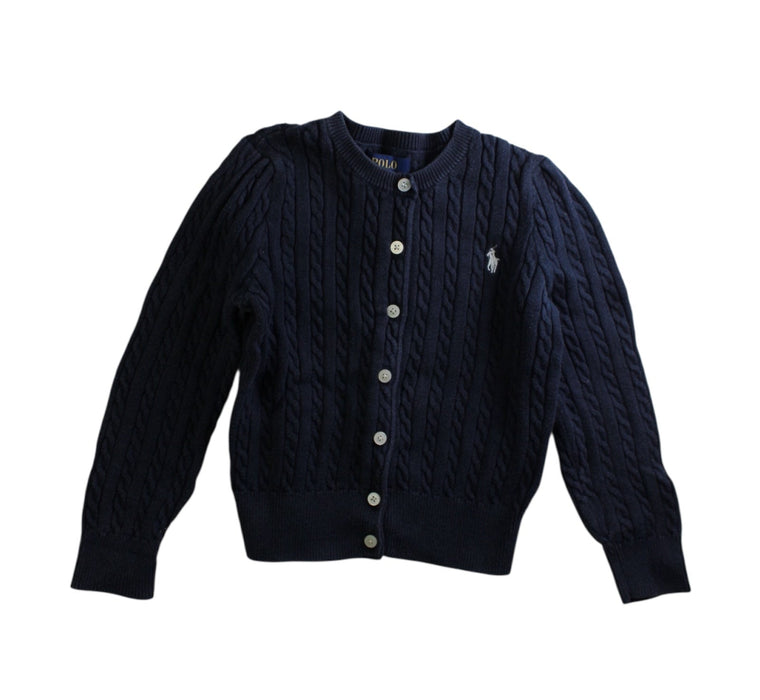 A Navy Cardigans from Polo Ralph Lauren in size 5T for girl. (Front View)
