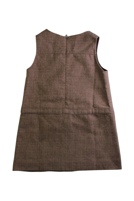 A Brown Sleeveless Dresses from Jacadi in size 4T for girl. (Back View)