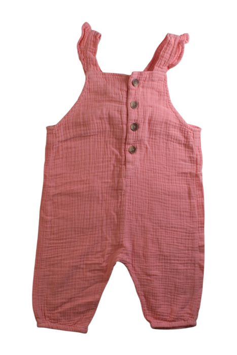 A Pink Long Overalls from Seed in size 12-18M for girl. (Front View)