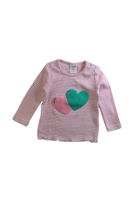 A Pink Long Sleeve Tops from Seed in size 6-12M for girl. (Front View)