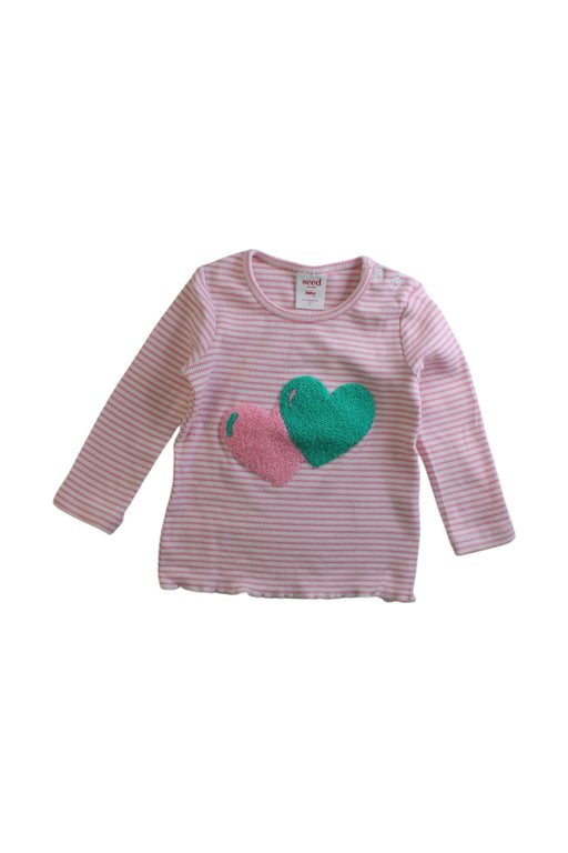 A Pink Long Sleeve Tops from Seed in size 6-12M for girl. (Front View)