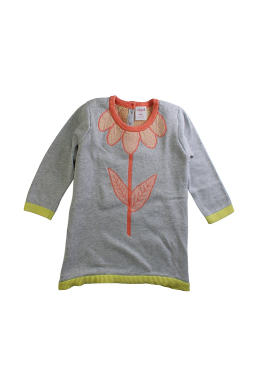 A Grey Sweater Dresses from Seed in size 12-18M for girl. (Front View)