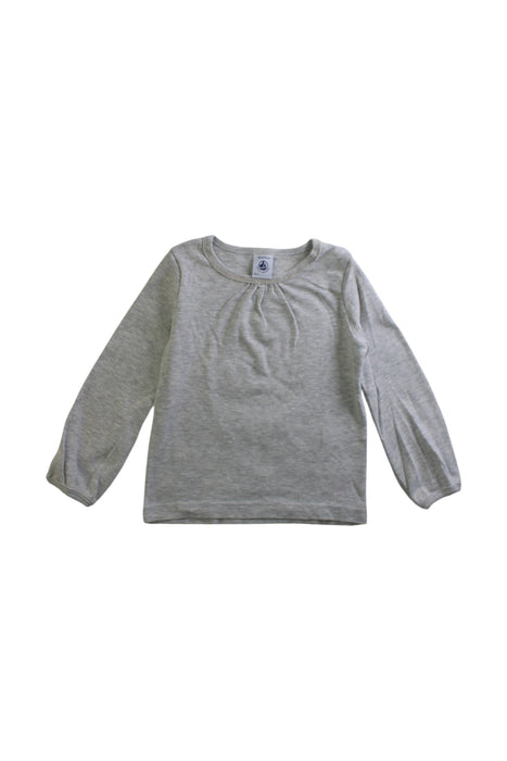 A Grey Long Sleeve Tops from Petit Bateau in size 3T for girl. (Front View)