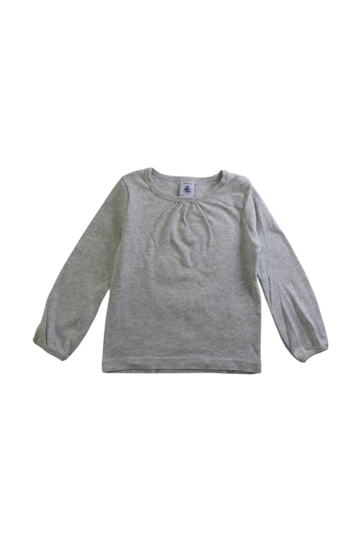 A Grey Long Sleeve Tops from Petit Bateau in size 3T for girl. (Front View)