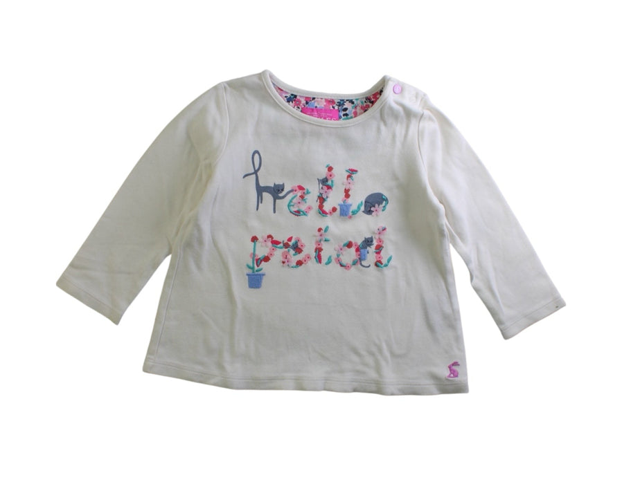 A White Long Sleeve Tops from Joules in size 12-18M for girl. (Front View)