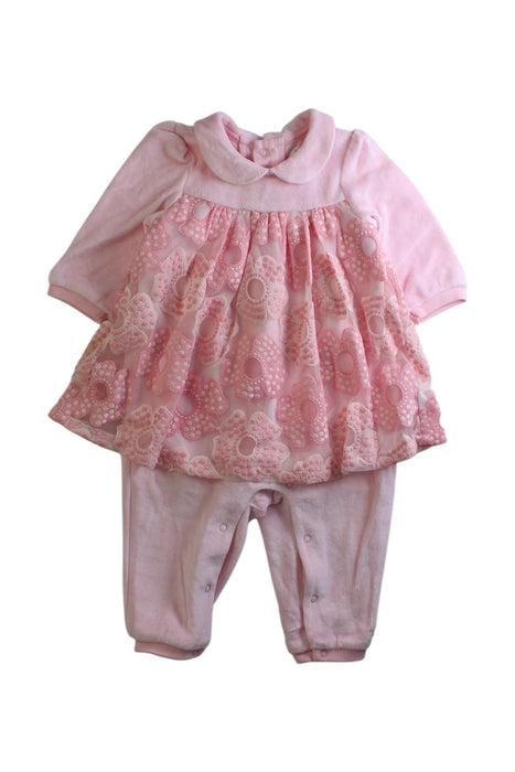 A Pink Long Sleeve Rompers from Kingkow in size 0-3M for girl. (Front View)