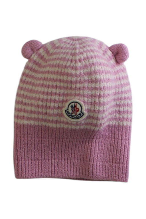 A Pink Winter Hats from Moncler in size 6-12M for girl. (Front View)
